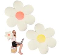 Ziyonix 2 pièces Coussin Fleur, 40 x 40 cm Confortable et Doux Coussins de Sol en Forme de Fleur, Mignon Marguerite Coussins pour Lits Canapés Baies vitrées Tatamis Chaises et Voitures etc