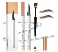Ziyonix 2 Pièces Crayons à Sourcils Liquide avec 4 Pointes Microfourchues, Crayon à Sourcil Microblading, Crayons Imperméable & Longue Durée Sourcil pour Femmes et Filles, Marron + Marron Foncé