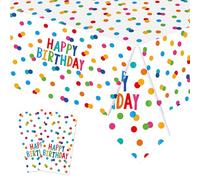 Ziyonix 2 Pièces Nappes Anniversaire Enfant, 137 x 274cm Nappes Jetables, Nappe en Plastique avec Points Colorés pour Fêtes, Nappeur d'anniversaire Imperméables pour Garçons et Filles