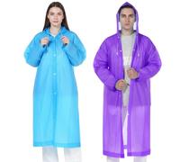 Ziyonix 2 Pièces Poncho de Pluie pour Femmes et Hommes, Cape de Pluie Imperméable, Réutilisable Poncho Pluie, Matériau Eva Respirant pour la Randonnée, le Vélo, le Camping et les Voyages