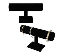 Ziyonix 2 Pièces Porte Bracelet, Présentoirs Bijoux en Velours Noir, Support pour Montres en Forme de T, Organisateur de Bijoux pour Bracelet Montres et Colliers