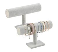 Ziyonix 2 Pièces Porte Bracelet, Présentoirs Bijoux en Velours, Support pour Montres en Forme de T, Organisateur de Bijoux pour Bracelet Montres et Colliers (Gris)