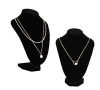 Ziyonix 2 Pièces Présentoir de Collier, 21 x 16 cm Buste de Présentoir à Bijoux, Porte-collier en Velours Noir, Collier Organisateur Buste pour Ras de Cou Pendentifs Chaînes et Colliers