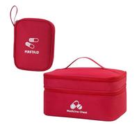 Ziyonix 2 Pièces Trousse de Secours Vide, Étanche Sac de Médecine Portable, Trousse de Médecine Sac d'urgence de Grande Capacité, Sac de Rangement de Médicaments pour Maison Voyages (Rouge)