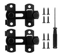 Ziyonix 2 Pièces Verrou de Sécurité avec 8 Vis Verrou Porte Coulissante Noir Serrure Volet Loquet Porte Loquet de Porte en Acier Inoxydable avec Tournevis pour Porte, Fenêtre, Placard et Jardin