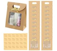 Ziyonix 20 Pièces Sac Papier kraft Sacs Cadeaux avec Poignées Sacs en Papier avec Fenêtre Boîte de Cadeau en Papier Kraft Petit Sachet Kraft Brun pour Emballer des Cadeaux de Banquet,16 x 12 x 6cm