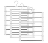 Ziyonix 3 Pièce 6 Couches Cintres Pliables Cintre Pantalon Gain de Place Cintre pour Pantalons Porte-Pantalons Cintres Métalliques à Multiples Niveaux pour Pantalons Écharpes Serviettes Draps Cravates