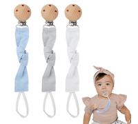 Ziyonix 3 Pièces Attache Sucette Coton, Attache Tetine Tissu Kit Sucette Accroche Tétine Bébé Tissu Attache Sucette avec Pince Attache Tetine pour Bébé, Accessoires Tétine Cadeau Naissance