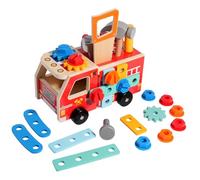 Ziyonix 32 Pièces Jouet en Bois Outil pour Enfants, Boîte à Outils Camion de Pompier pour Garcon Fille 3 4 5 Ans, Jeux Montessori Éducatif Développement de la Motricité et Créativité