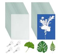 Ziyonix 32 Pièces Kit de Papier Cyanotype A5 Papier d'Impression Solaire avec Outil en Plastique et Pince, Haute Sensibilité papier d'Impression Solaire pour Enfants Adultes Bricolage