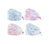 Ziyonix 4 Pièces Calot Chirurgien avec Boutons, Bonnet Gommage Imprimé, Couvre-Cheveux Réglable, Chapeaux de Travail avec Coton Bandeau de Sueur pour Femmes Hommes (B)