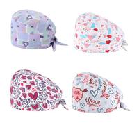 Ziyonix 4 Pièces Calot Chirurgien Femme, Bonnet Gommage Bouffant Colorée Turban Imprimé Couvre-Cheveux Réglable Casquette avec Boutons et Coton Bandeau de Sueur pour Femmes Hommes