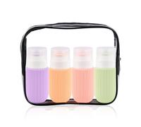 Ziyonix 4 pièces Flacon Voyage Silicone, 60ml Étanche Réutilisable Contenant Voyage, Compressible Silicone Flacon Vide Voyage pour shampoing après-shampoing Lait corporel et crème Visage
