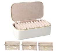 Ziyonix Boîte à Bijoux de Voyage, Organisateur de Bijoux en Cuir Grain Litchi avec 12 Poches en Velours Transparentes Sac Rangement Bijoux pour Colliers Boucles d'Oreilles Bagues Bracelets