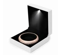 Ziyonix Boîte Bracelet Lait Blanc Cadeau, Boîte Cadeau en Cuir Synthétique Blanc de Qualité Supérieure Boîte À Bracelet en Velours avec LED pour Mariage Fiançailles Anniversaire Saint-Valentin