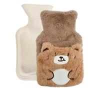 Ziyonix Bouillotte Peluche 500 ml Bouillotte Enfant Bouillotte Eau Chaude Bouillotte d'eau Chaude Adorable Bouillote Ours avec Housse Antidéflagrante et Antifuite, Cadeaux pour Noël l’hiver (Brun)