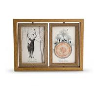 Ziyonix Cadre Photo Rotatif à 360° en Bois 10 x 15 cm CadRe PhoTo Collage Double Face Rotative CadreS PHOto avec Plaque Acrylique CAdrEs PhotO de Bureau pour 4 Photos Décorer Photo Chambre Bureau