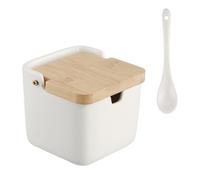 Ziyonix Céramique Sucrier Seasoning, Sucrier en céramique Pot de Sel Bouteille D'assaisonnement En Céramique Poitrine et Cuisine avec Couvercle en Bambou pour le Buffet du Café de L'hôtel Home