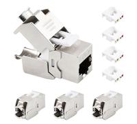 Ziyonix Lot de 4 CAT 7 Keystone RJ45 LAN 10 Gbit/s à 1000 MHz AWG 22-24 sans Outil CAT 7 Module Jack Keystone pour CAT7 CAT6 CAT6a Connecteur Câble D'Installation de Raccordement de Réseau