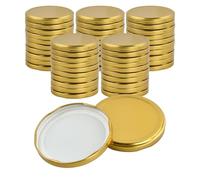 Ziyonix Lot de 50 Couvercles à Visser, Couvercle Pot Confiture 82mm Couvercle avec 6 Dents D'orge Bouchons à Vis en Métal pour Verres à Collision (Or)