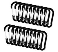 Ziyonix Mousqueton Noir 20 Pièces, 5cm/1.99'' Aluminium, Mousqueton Petit, Forme D, Polyvalent pour Sport Plein Air, Randonnée, Camping, Voyages, Pêche, Sac à Dos, Ceinture