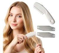 Ziyonix Peigne à Effiler pour Cheveux, Peigne à Effiler, Outil de Coupe de Cheveux, Double Face, avec 10 Lames de Rechange, pour Adultes et Enfants