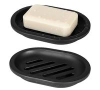 Ziyonix Porte-Savon Noirs 2 Pièces, Repose Savons Double Couche avec Drain, Porte-savons de Voyage avec Plateau d'égouttement Boite Savon en Plastique Voyage Portable pour Maison, L'école, Camping