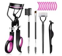 Ziyonix Recourbe-cils professionnel pour les femmes, longue durée de vie, s'adapte à toutes les formes des yeux, outil de maquillage avec 10 coussinets de recharge en silicone et brosse