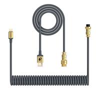 ZIYOU LANG C01 Câble USB C vers A enroulé personnalisé avec câble en spirale à double manchon amovible extensible aviateur doré pour Playstation Xbox clavier, souris, imprimante flash USB (gris foncé)