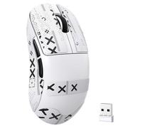 ZIYOU LANG×Magic-Refiner AJ199 Ratón Gaming Inalámbrico 49g Ultra-Ligero Con Cinta de Agarre Antideslizante, Tri-Mode 2.4G/BT/Cable, PAW3311 24K DPI, 1000Hz, Recargable Para PC/Mac - Blanco