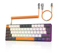 ZIYOU LANG T60 Clavier de Jeu Filaire avec Câble USB C Enroulé, QWERTY Mini 60% Compact 62 Key Anti-ghosting, 18 Rétroéclairage Arc-en-Ciel, Clavier Mécanique Tactile Brown Switch pour PC/Mac-MilkTea