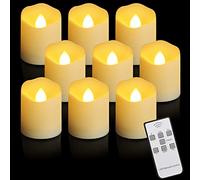ZIYOUDOLI 9 pièces Bougies LED Bougies à flamme vacillante Bougies sans flamme avec télécommande Minuterie 6 heures allumées et 18 heures éteintes Bougies avec pile CR-2450 260 heures