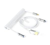 ZIYOULANG & ATTACKSHARK C05 Câble de clavier mécanique enroulé personnalisé à double manchon tressé en cuivre CNC Connecteur aviateur détachable 1,6M USB-C vers USB-A pour clavier/PC/téléphone (Blanc)
