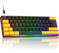 ZIYOULANG MK21 Clavier de Jeu Mécanique, 60% Compact Layout UK, Clavier Mini Filaire 61 Touches avec Hot-Swap, Éclairage RGB, Anti-Ghosting, Switch Rouge, pour PC, MAC, Joueurs, Bureau - Étoile Noire