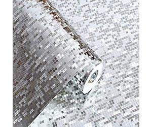 ZIYUMI lem 1Roll Gold Foil Mosaic Wallpaper, 3D Waterproof Glitter Mirror Effect Mini Mosaic Sparkle Light Reflection Wallpaper KTV Bar Counter Column Wallpaper, 53cmx10m