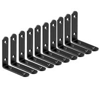 ZiYuya 10pcs équerres d'angle à angle droit, Equerre de Fixation 90 degrés, Equerre d'assemblage, Équerre de Fixation en Forme de L, Équerre de Fixation en Métal, Angle Droit Support noir 65mm x 65mm