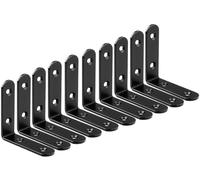 ZiYuya 10pcs équerres d'angle à angle droit, Equerre de Fixation 90 degrés, Equerre d'assemblage, Équerre de Fixation en Forme de L, Équerre de Fixation en Métal, Angle Droit Support noir 50mm x 50mm