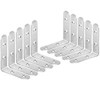 ZiYuya 10pcs équerres d'angle à angle droit, Equerre de Fixation 90 degrés, Equerre d'assemblage, Équerre de Fixation en Forme de L Métal pour la Fixation et la Réparation de Meubles argent 65 x 65mm