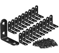 ZiYuya 20pcs équerres d'angle à angle droit, Equerre de Fixation 90 degrés, Equerre d'assemblage, Équerre de Fixation en Forme de L, Équerre de Fixation en Métal, Angle Droit Support noir 40mm x 40mm