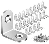 ZiYuya 20pcs équerres d'angle à angle droit, Equerre de Fixation 90 degrés, Equerre d'assemblage, Équerre de Fixation en Forme de L Métal pour la Fixation et la Réparation de Meubles argent 20 x 20mm