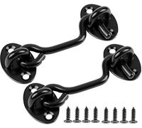 ZiYuya 2pcs crochets et œillets en acier inoxydable, crochet porte Loquet Porte Crochet Cabine Robustes Serrure de Porte de Grange crochets de porte de grange crochet et loquet à œillet 3 Inch noir