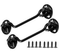 ZiYuya 2pcs crochets et œillets en acier inoxydable, crochet porte Loquet Porte Crochet Cabine Robustes Serrure de Porte de Grange crochets de porte de grange crochet et loquet à œillet 4 Inch noir