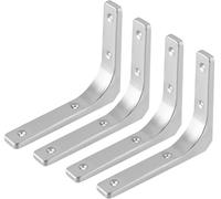 ZiYuya 4pcs Support Etagère Murale Fixation Flottante Support, Tablette Support Dissimulé, Equerre Charge Lourde en Métal L Support Etagère Murale pour étagère support d'angle mural Argenté 6 Inch
