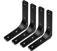 ZiYuya 4pcs Support Etagère Murale Fixation Flottante Support, Tablette Support Dissimulé, Equerre Charge Lourde en Métal L Support Etagère Murale pour étagère support d'angle mural Noir 4 Inch