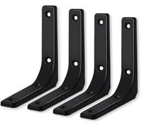 ZiYuya 4pcs Support Etagère Murale Fixation Flottante Support, Tablette Support Dissimulé, Equerre Charge Lourde en Métal L Support Etagère Murale pour étagère support d'angle mural Noir 3 Inch