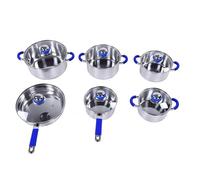 Ziyvural Batterie de Cuisine en Acier Inoxydable 16 à 24 Cm, Base | Marmites SUS avec Couvercles en Verre, Distribution Uniforme de la Chaleur pour Cuisinières à Gaz électriques et