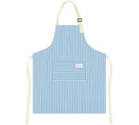 zizitips Tabliers de cuisine de chef, tablier réglable bleu rayé en coton et lin, résistant à l’eau avec poches, unisexe, idéal pour cuisiner, griller, pâtisser, jardiner, cadeau homme et femme