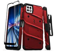ZIZO Bolt Bundle Coque pour Celero 5G avec film protecteur d'écran et béquille et lanière Rouge
