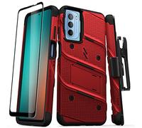 ZIZO Bolt Bundle Coque pour Moto G 5G (2022) avec protecteur d'écran et béquille - Rouge