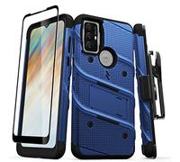 ZIZO Bolt Bundle Coque pour Moto g Play (2023) avec protecteur d'écran, béquille et lanière - Bleu